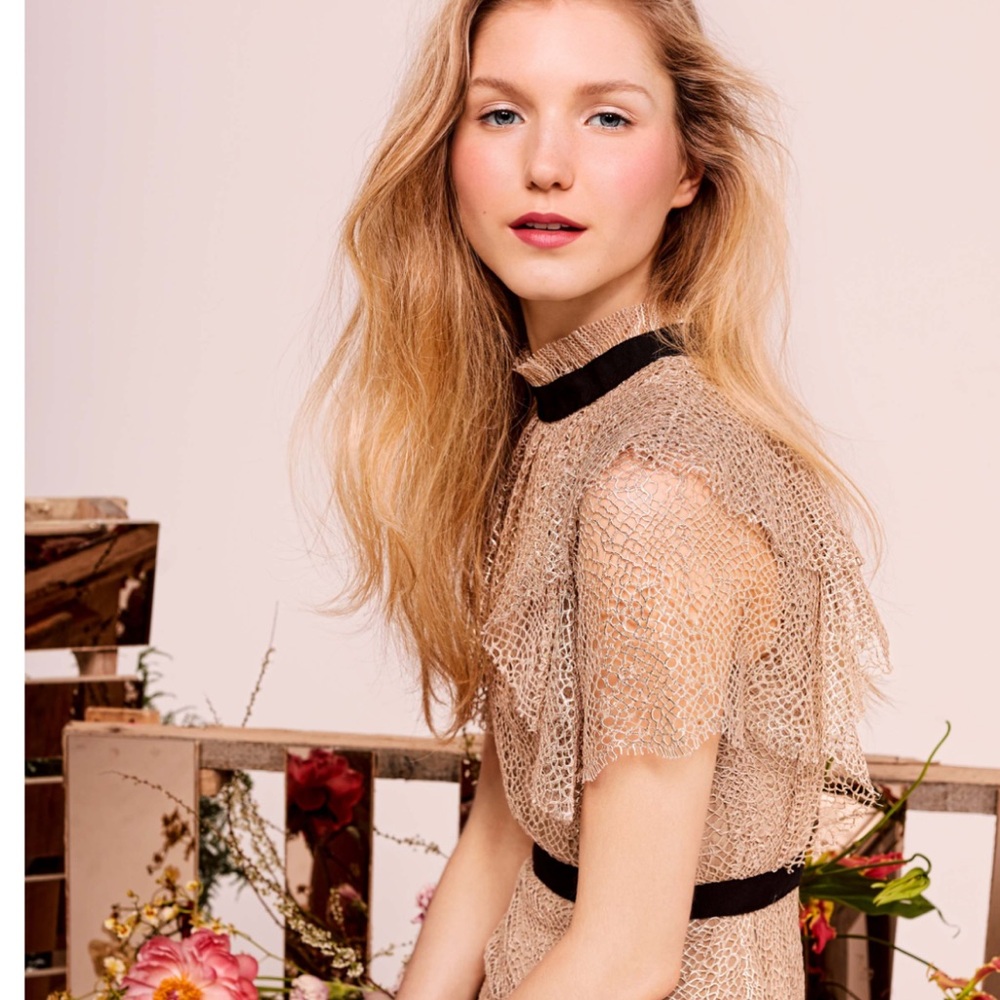 Lela Rose Beige Lace Dress